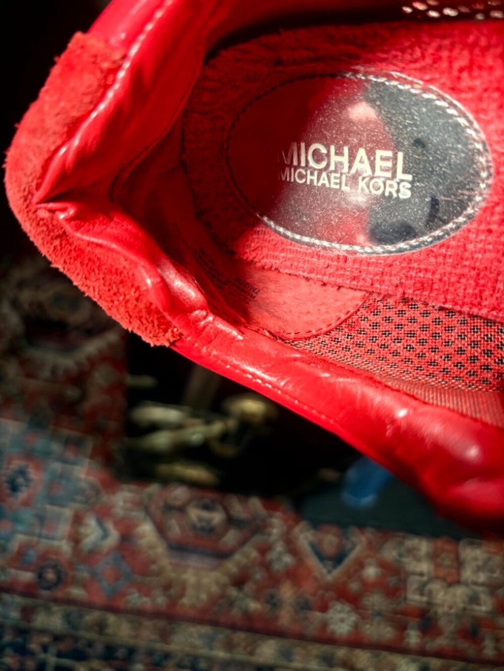 Michael Kors‎ Red Leather and Mesh Maggie Trainer sneakers size 7 - Picture 10 of 10